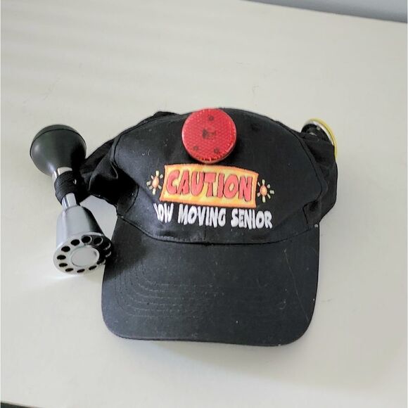 CAUTION Slow Moving Senior Horn Reflector Snapback Adult Cap Hat Over The Hill - Picture 2 of 6